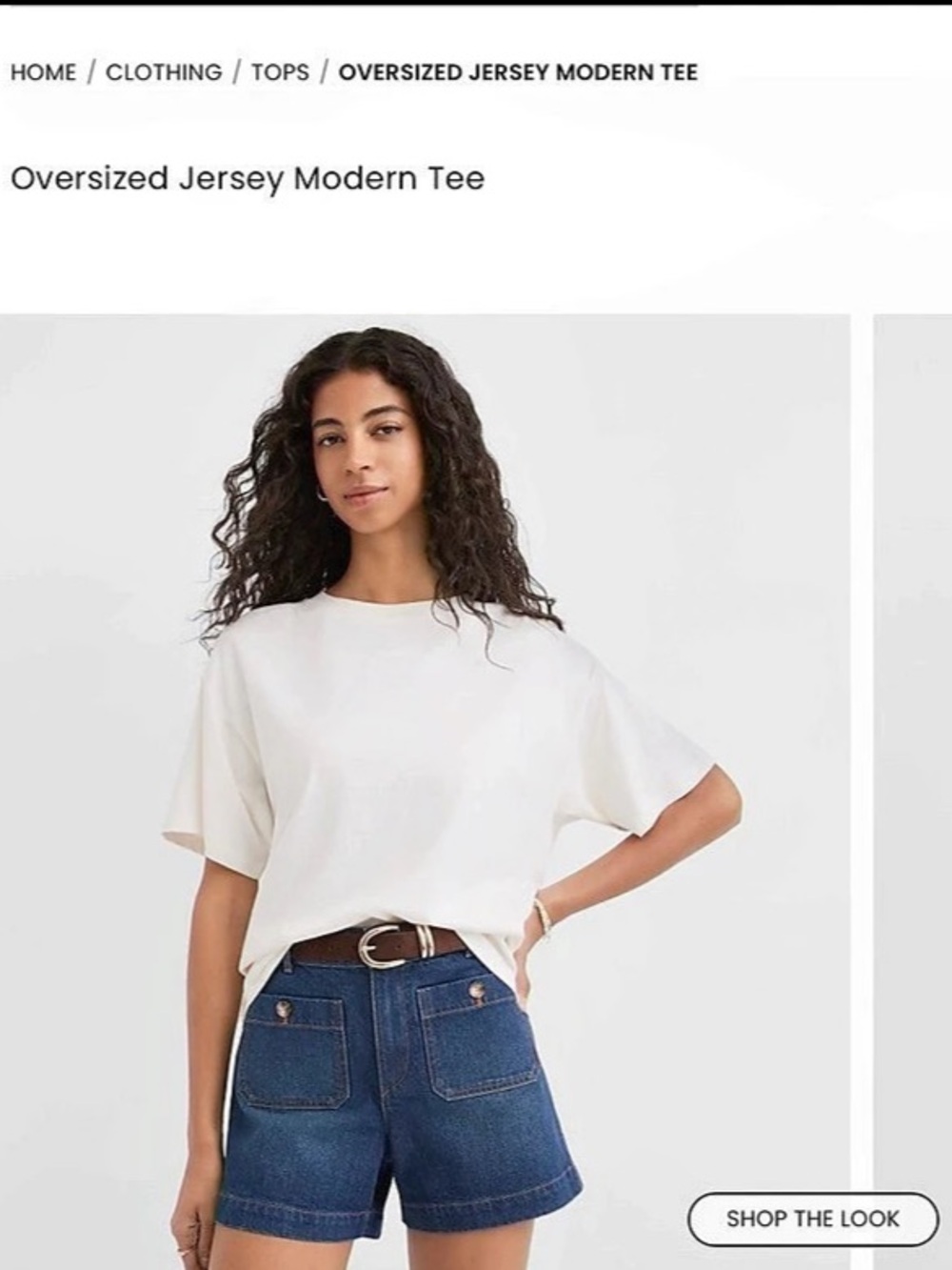 LOFT Oversized Jersey Modern Tee Short Sleeve White Size Small BNWT